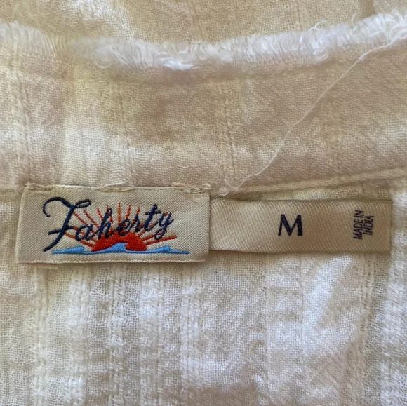 Faherty Ivory Textured Cap Sleeve Blouse - Picture 4 of 8